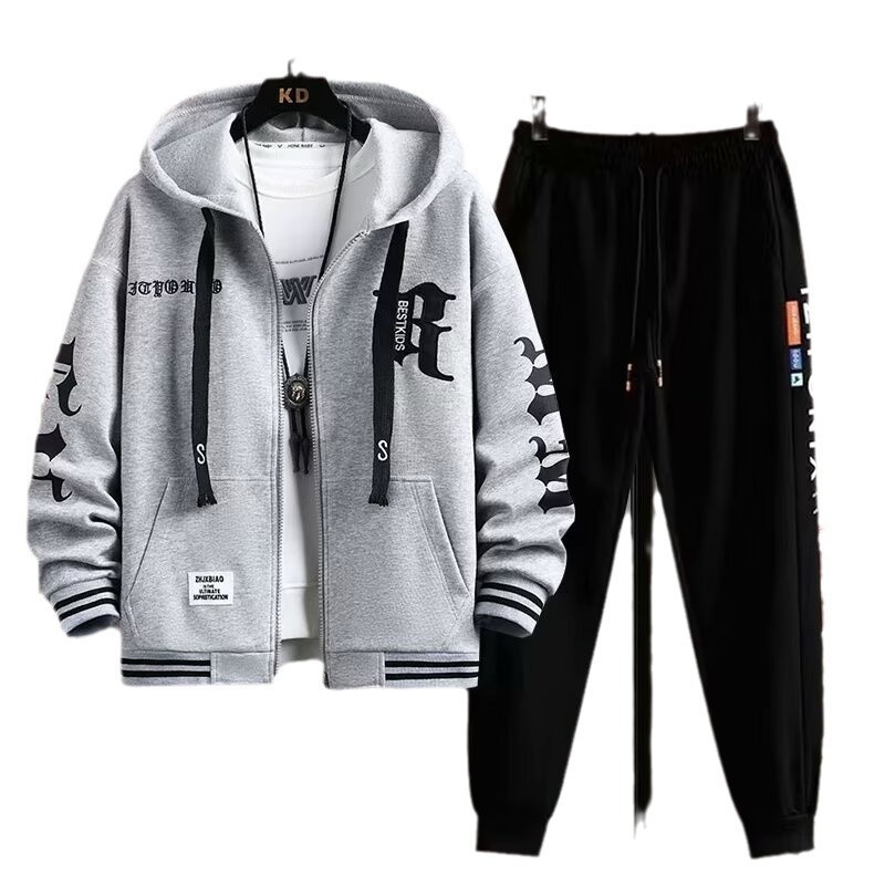 Autumn Men Tracksuit Casual Joggers Hooded Spring Sportswear Jackets Pants 2 Piece Sets Hip Hop Running Sports Suit 240819 - view 6