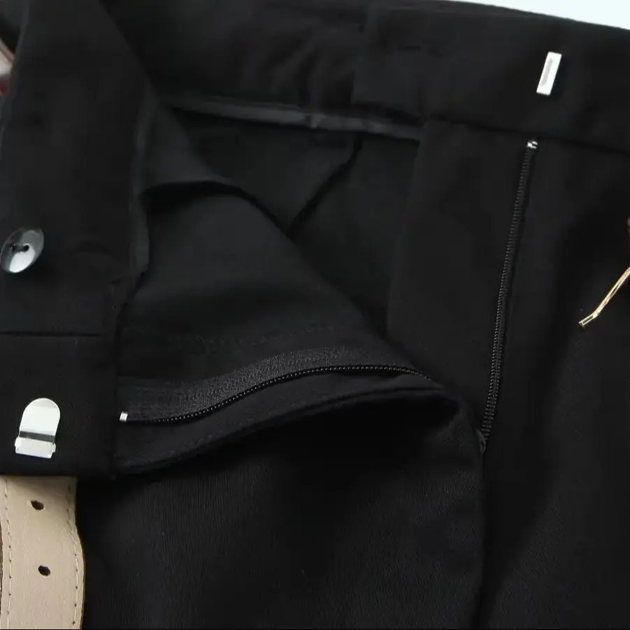 DiYiG WOMAN Autumn Fashion with Belt Slim Fit Straight Leg Pants Casual Zipper Trousers Mujer 251029