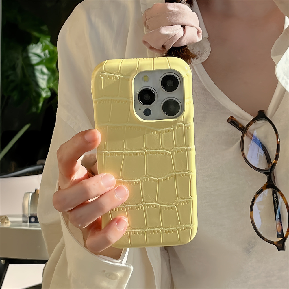 Niche Crocodile Leather Solid Color Phone Compatible with iPhone 17/16/15/14 Pro Max Material Case Apple 13
