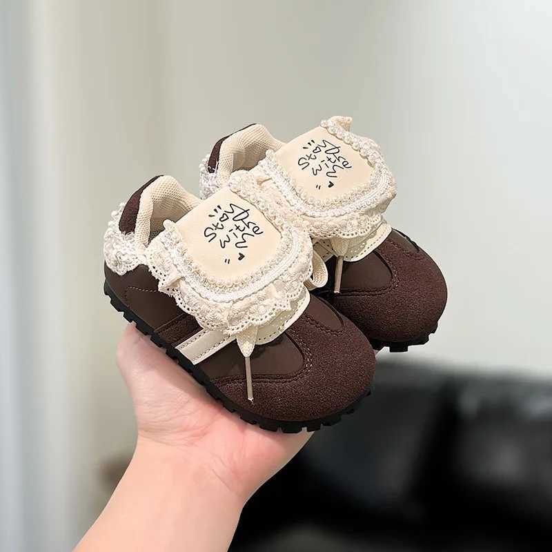 Children Casual Shoes for Girls 2025 Autumn New Fashion Korean Style Soft Bottom Antislippery Versatile Baby Walk Lace Sneakers H260130