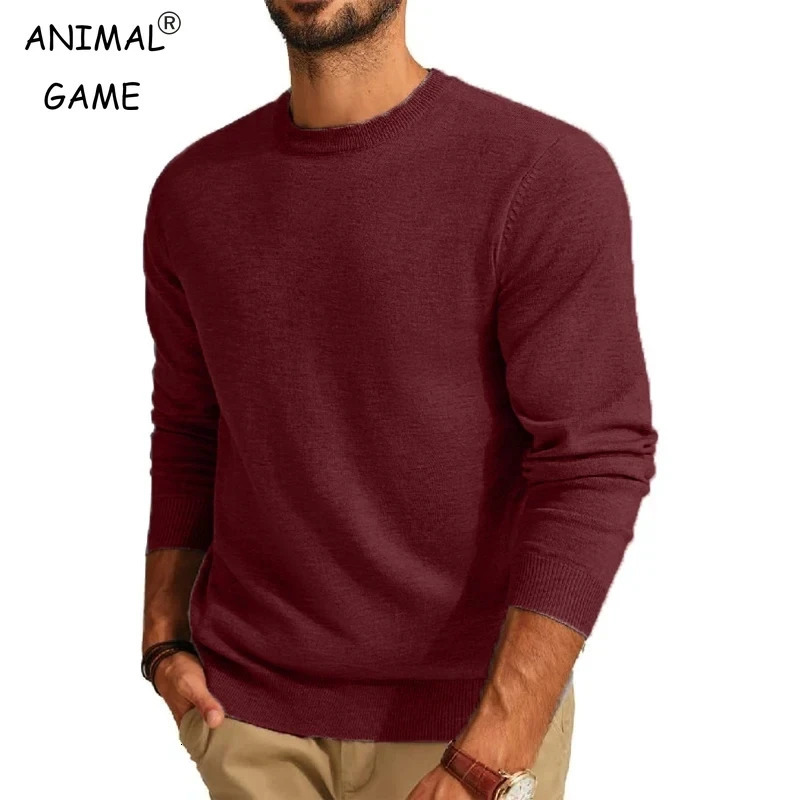 Mens Long Sleeve Sweaters Crew Neck Basic Lightweight Knitted Pullover Shirts Autumn Warm Streetwear Outdoor Jogger Coats 251029