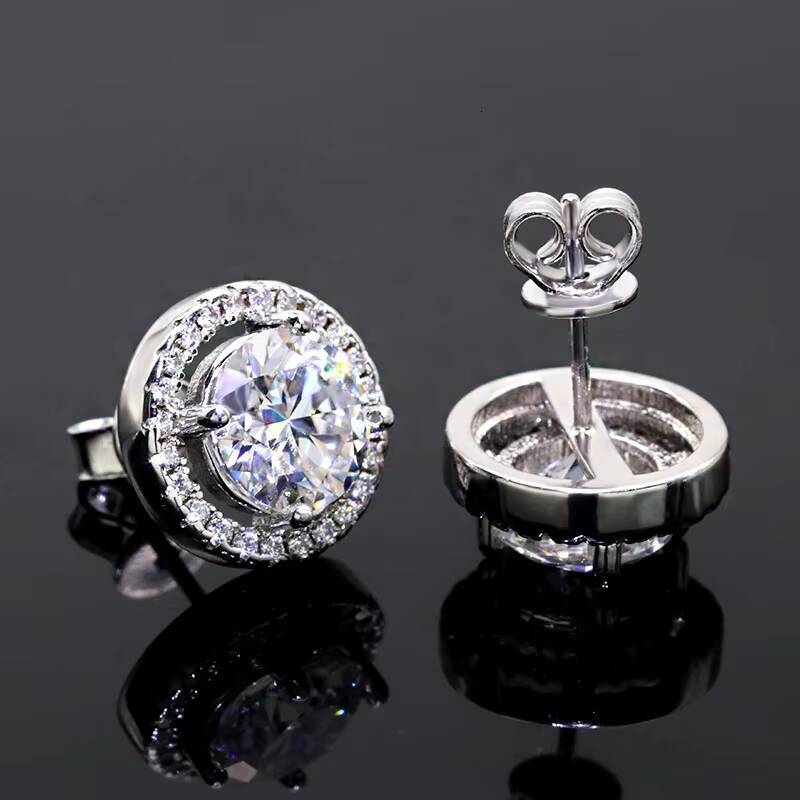 Delicate Sliver Earrings 05ct1 Carat 2 Carat Fashion Moissanite Jewelry Diamond Earrings VVS White D Moissanite Earrings