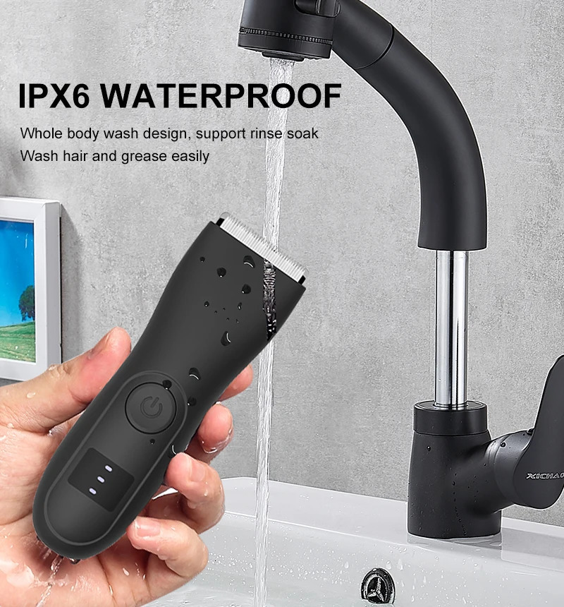 Mens IPX7 Ball TrimmerWaterproof Lighted Ceramic Blade Grooms Pubic Body Groin USBC No Nicks Gift for HimDad 251029