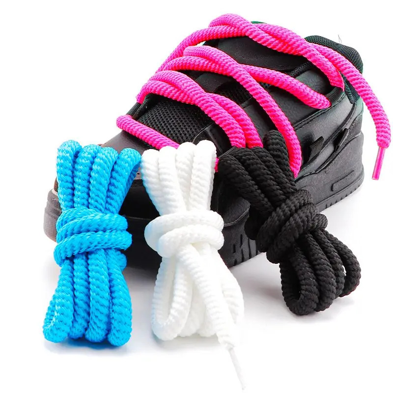 1Pair Round Shoelaces Quality 8mm Thicker Shoelace Sneakers Rope Laces 100120140160CM Boots Shoe laces Shoes Accessories 251029