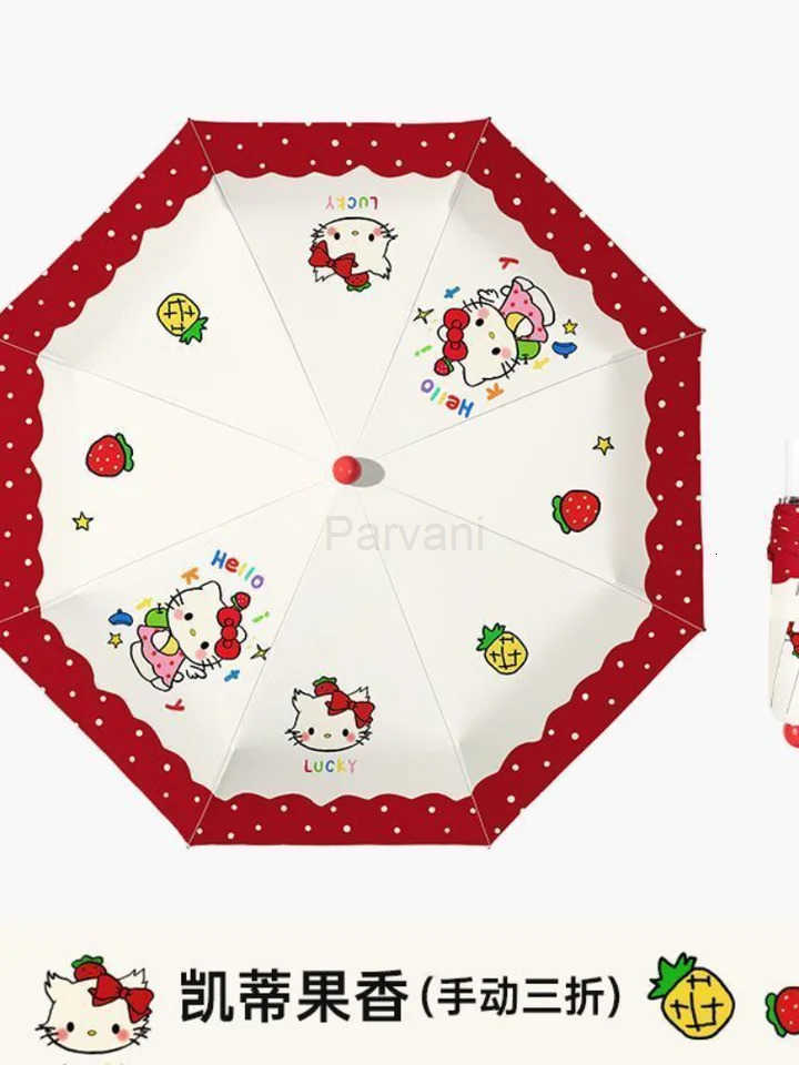 Sanrio Sanrio Kawaii Hello Kitty Umbrella Girl Good Looks Umbrella Sun Umbrella Sun Protection Uv Protection Fold Portable Parasol L251029