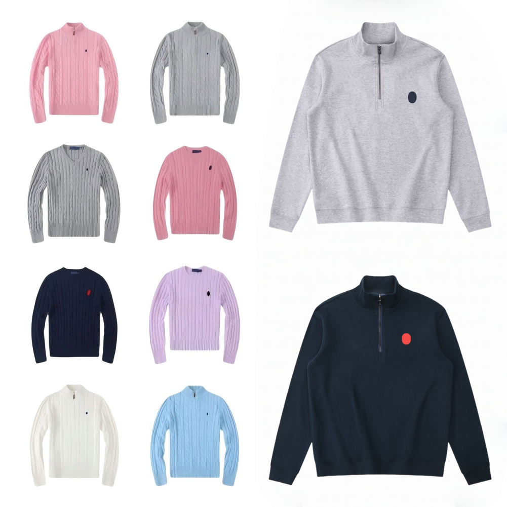 Designer mens zip up hoodie sweatshirt hoody long sleeve embroidered pony logo polo hoodies cardigan solid color designer hoodie