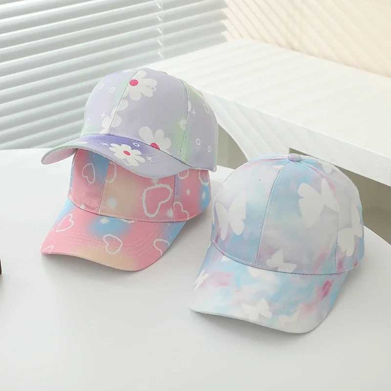 Colorful Flower Heart Print Baby Baseball Cap Fashion Children Girls Duckbill Hat Summer Kids Outdoor Sun Protection Hats251028