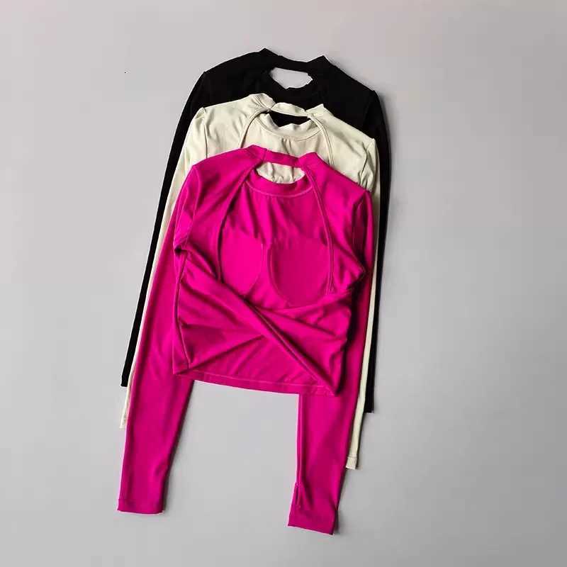 Womens Yoga Shirt Top Sexy Backless Sports Top Fashion Pad Yoga Shirt Clothes Training Top Running Long Sleeve Fitness TShirtXJ251029