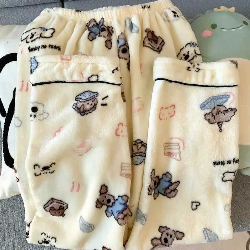 Plus Size Fluffy Winter Pajamas Womens Home Clothes Set Thickened Warmth Sleepwear with Running Dogs Design Cozy Indoor SuitT251029