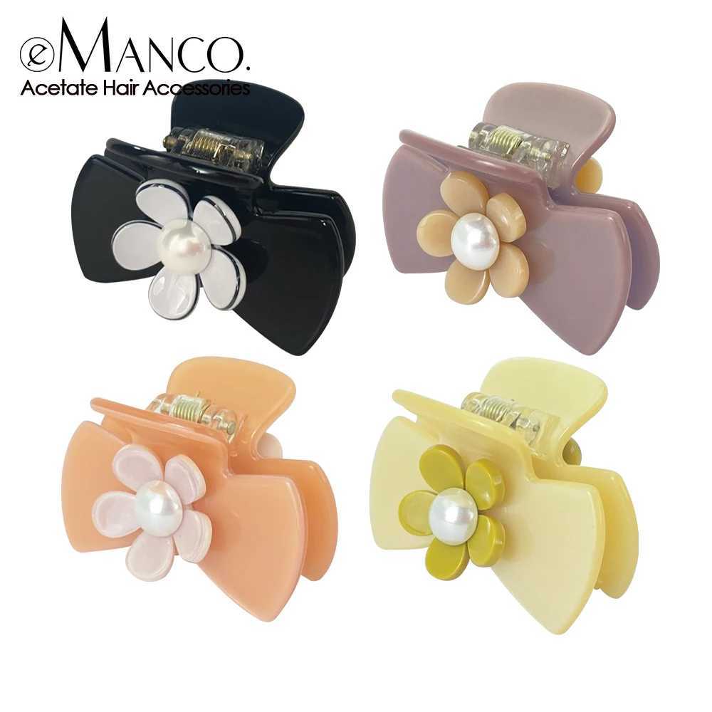 eManco Acetate Two Color Small Flower Hair Claw Fixed Hairstyle Fashion Womens Hair Accessories Side Clip 48 Hour ShippingW251028