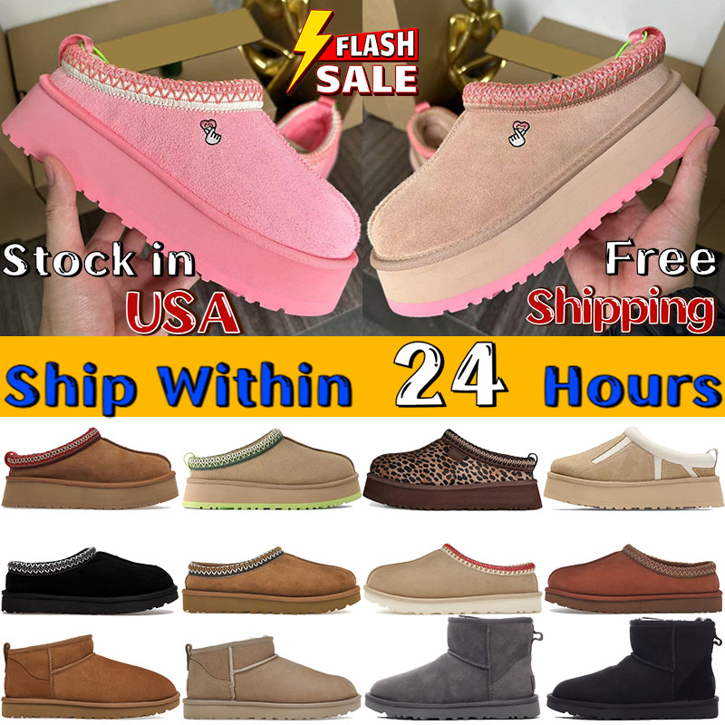 Australia mens Classic Micro Slippers Chestnut classic ultra mini boots womens platform booties Tasman Shearling slides Tazz Love25 Slippers winter boot sliders