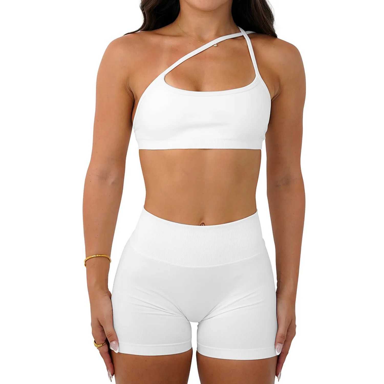 Womens 2Piece Yoga Suit Seamless Fitness Suit Gym Clothes Sports Bra Impact Shorts Set Workout Set Gym OutfitXJ251029