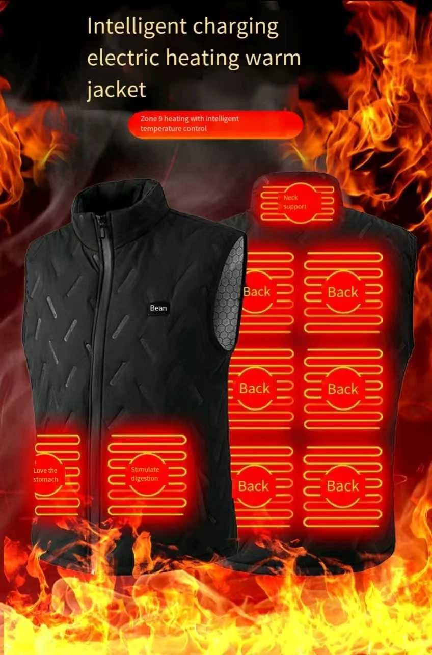 DualControl 9Zone Heating Vest Casual Vest Autumn and Winter Electric Heating Vest Same Style for Men and WomenNo Power Bank W251029