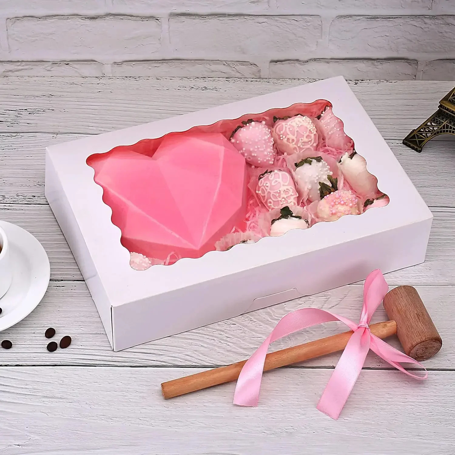 Multi Bakery Boxes with Window Cookie AutoPopup Treat for Pies Muffins Donuts and PastriesGift MomWhite 251013
