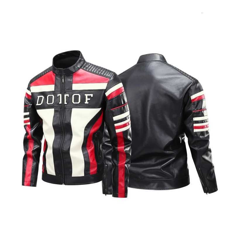 High Street Mens Vintage Biker Leather Jacket Autumn Winter Retro Stand Collar Motorcycle PU Coat Warm Windproof Casual JacketT251029