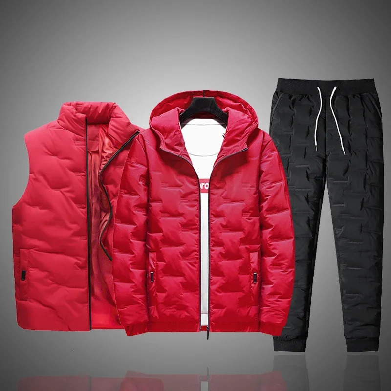 3PC Men Winter Down Cotton Sets Mens Thick JacketPants Suit Man Hooded Sweatshirt Sportswear Tracksuits Male Hoodie Sweatsuits 251028