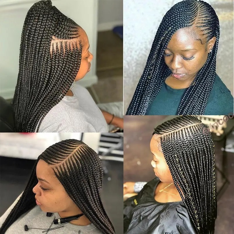 24 Inch Twist Braids Wig Human Hair For Black Women Black Box Braided Wigs Full Lace Front Wig Hd Lace Wig djustable Side Part Knotless Braids Wig