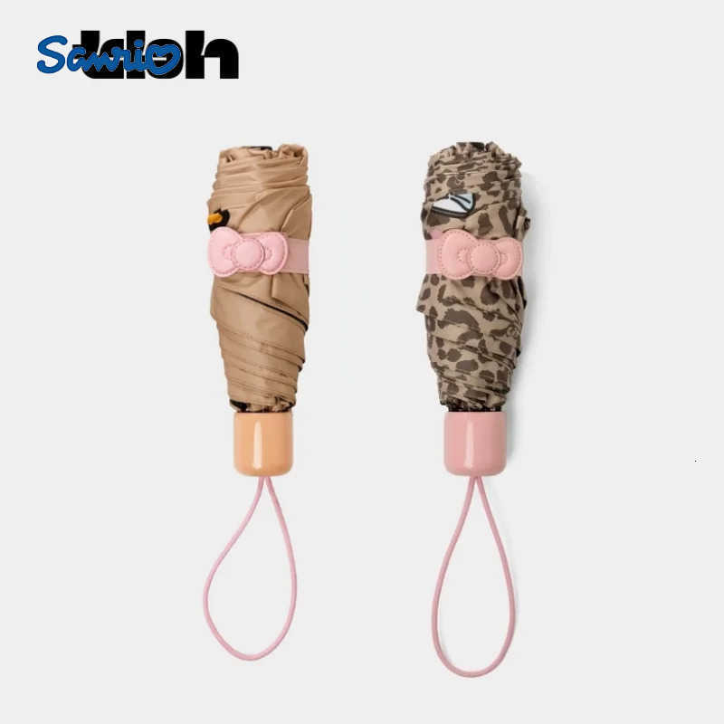 Sanrio TBH Sanrio Hello Kitty Umbrella Leopard Print All Weather Sun Portable Umbrella Anime Cartoon Kawaii Cute Girl Birthday Gift L251029