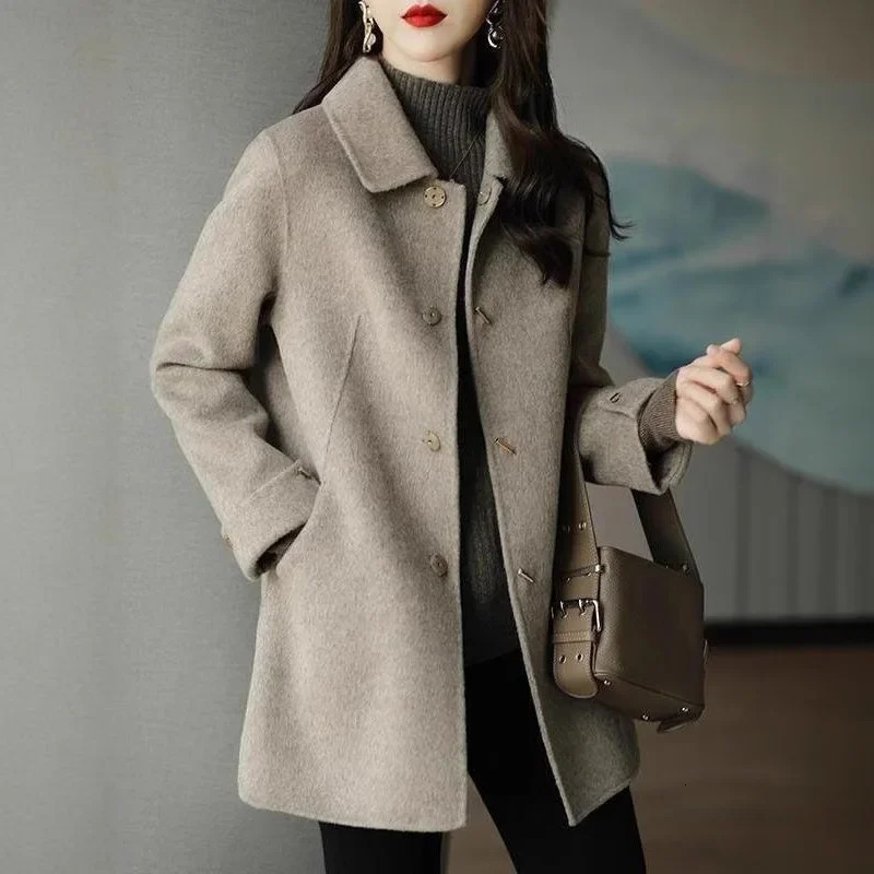 Plus Size Winter Womens Casual Slimming Trendy Woolen Coat Top Small Size Versatile Fashionable Outerwear Female Clothing 251029