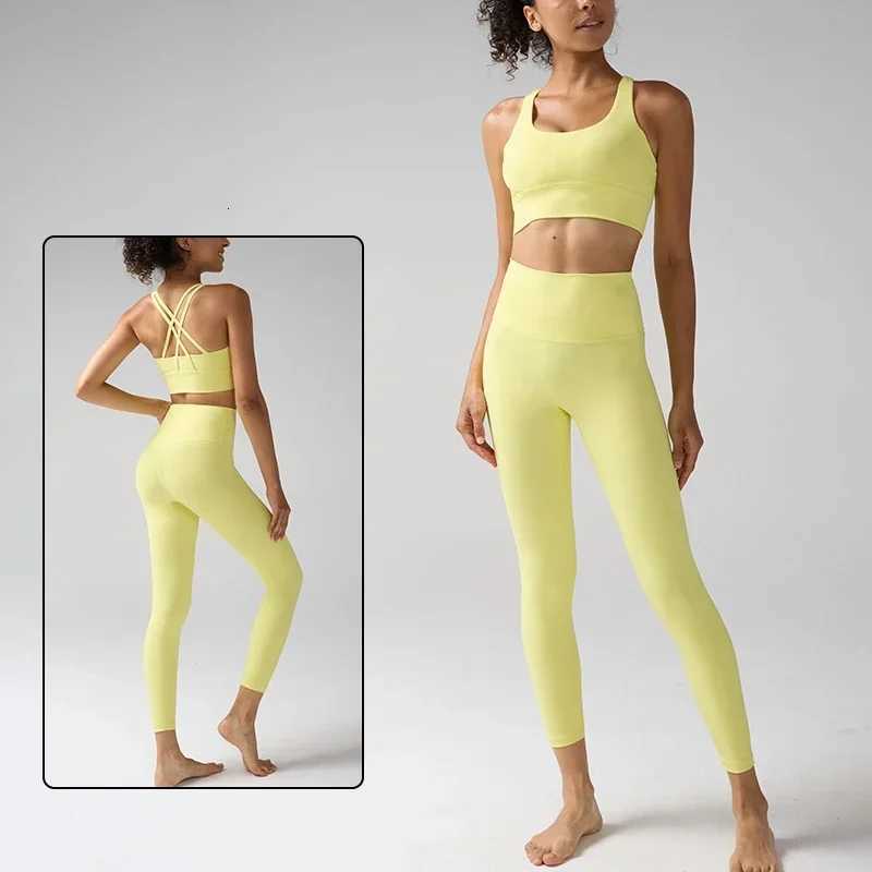 Hot Selling Womens Yoga Sets Cross Back Bra With High Waist Yoga Leggings Breathable Comfort Running Pilates Sports SuitXJ251029