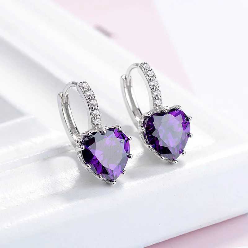 Luxury Colorful Heart Band Real Pure 925 Silver Needle Jewelry AAA Cubic Zirconia Crystal Earrings Fashion Women FavouritesW251029