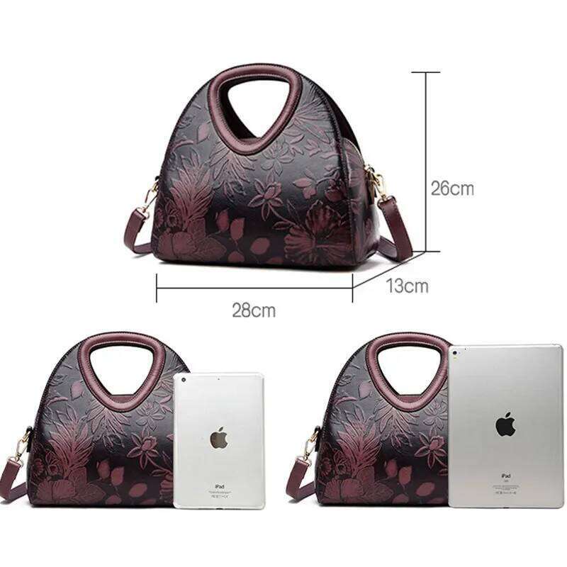 Leather Handbags Female Ladies Hand Hobos Mother Shoulder Bag Chinese Style Crossbody Bags For Women Sac A Main