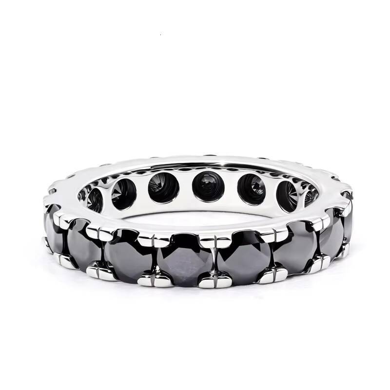 S925 Sterling Silver Black Moissanite Prong Setting 45ct Unisex Ring General Purpose GRA Certified Spot Wholesale Elegant