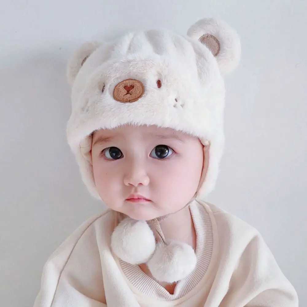 New Cute Warm Hats with Ball Solid Color Hemming Caps Autumn Winter Soft Ear Protection Hats251028