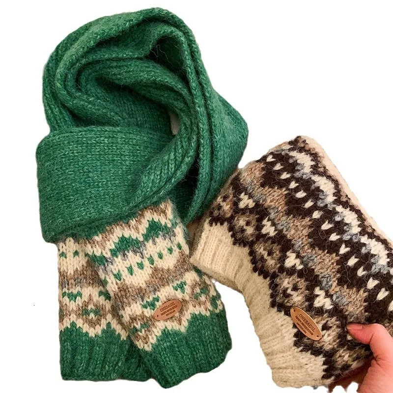 Fashion Winter Christm Atmosphere Blanket Scarf Green Knit n Thick Warm Shawl Wraps With Poncho Stoles Echarpe 251013