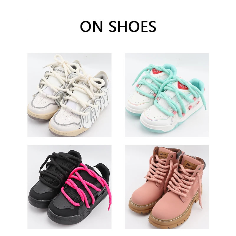 1Pair Round Shoelaces Quality 8mm Thicker Shoelace Sneakers Rope Laces 100120140160CM Boots Shoe laces Shoes Accessories 251029