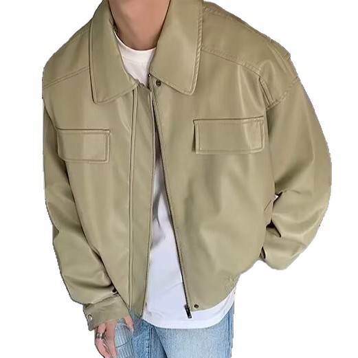 American Style Motorcycle Leather Jacket For Men Autumn New Designer Jacket Design Niche Loose Trendy Brand Versatile PU Leather Jacket