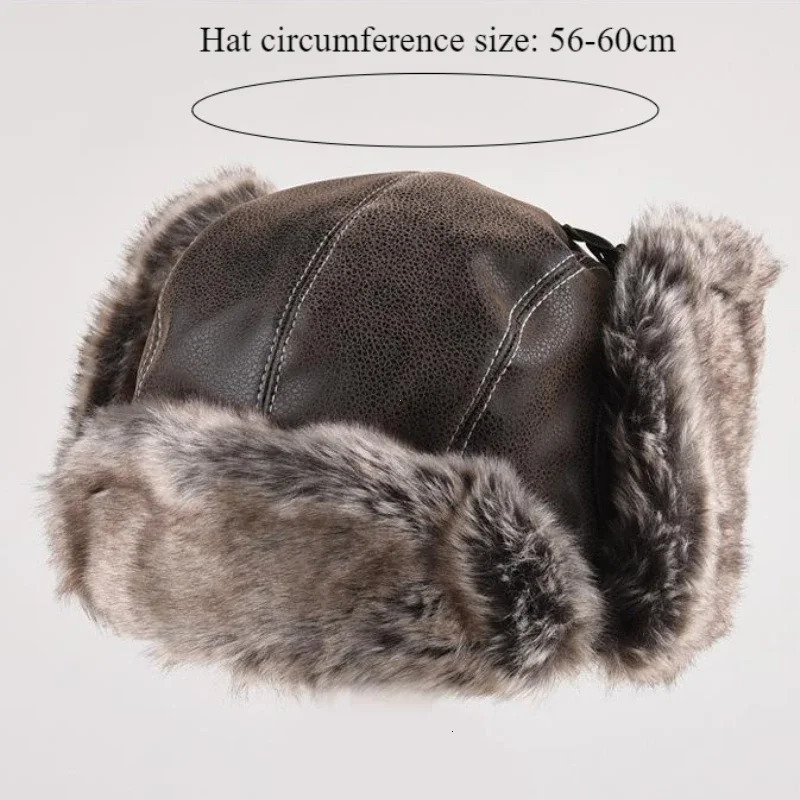 Winter Ushanka Hat Men Womens Pilot Bomber Trapper Hat Faux Fur Leather Snow Cap with Ear Flaps Pilot Winter Bomber Hat 251029