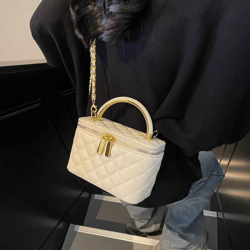 Vintage Women Pu Box Crossbody Bags Pu Leather Plaid Print Chain Shoulder Packs Large Capacity Female Daily Shopping Handbags W251029