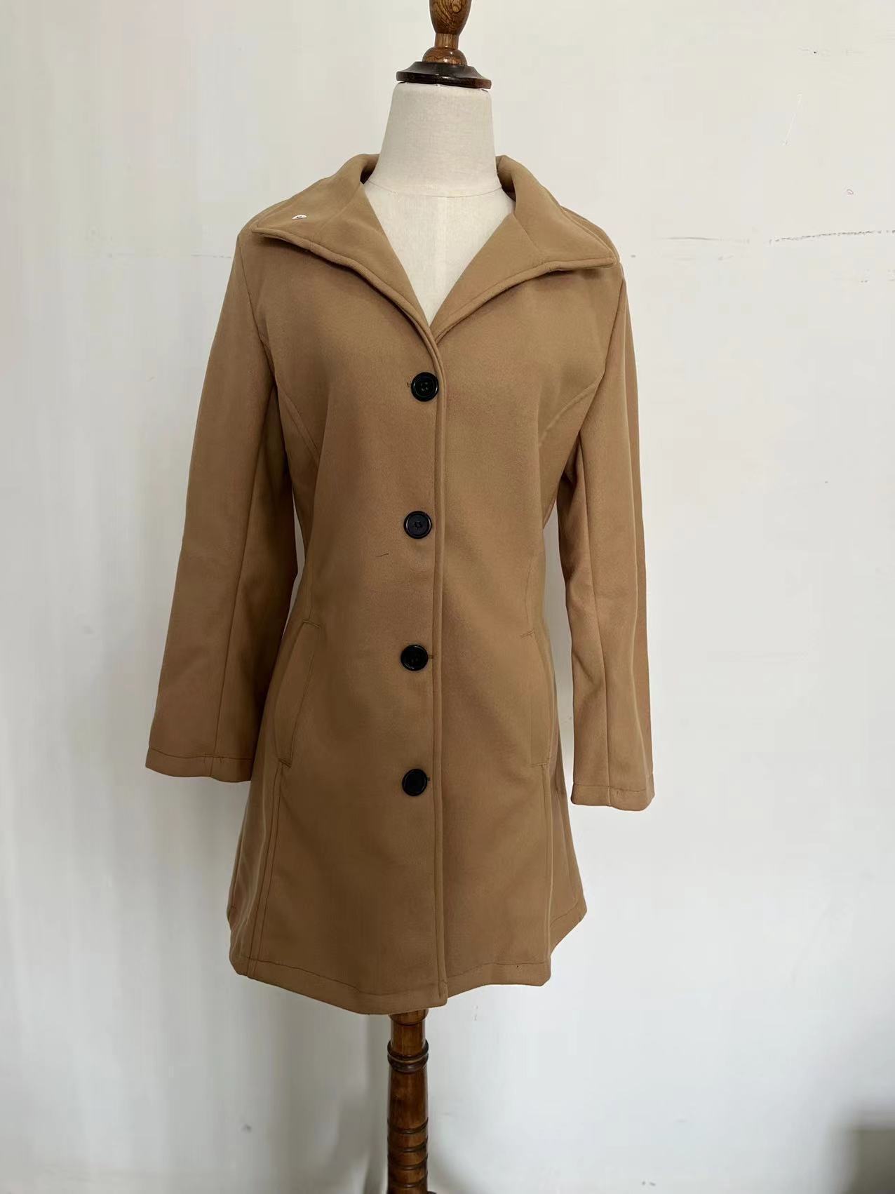 Thickened Woolen Coat For Women Lightweight Single Breasted Lapel Mid Length Trench 2024 Autumn Winter Oversized Windbreaker