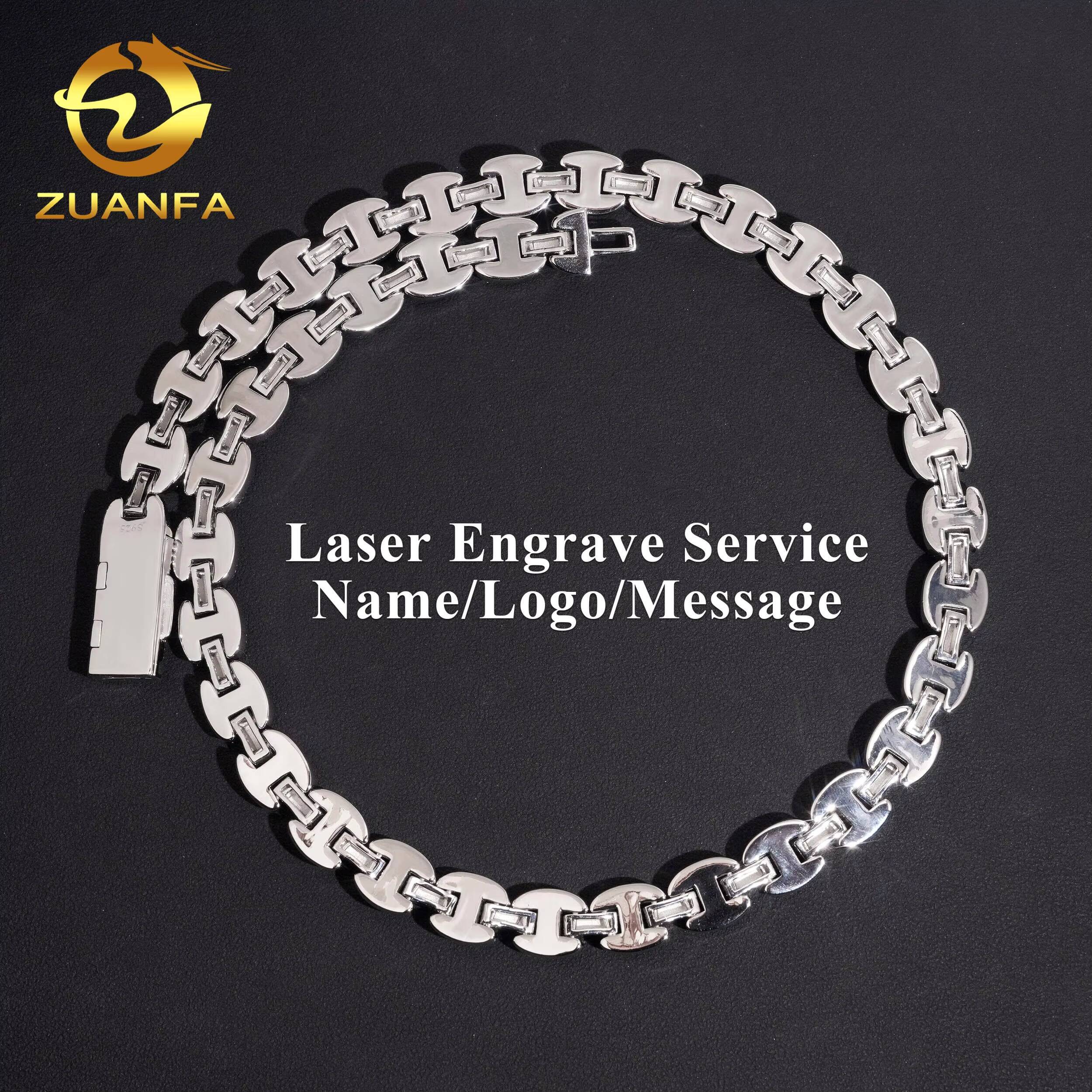 New Design 12mm Moissanite Chain H Shape Cuban Links Pass Diamond Tester 925 Silver Cuban Link Chain Necklace Rhoudium Plated
