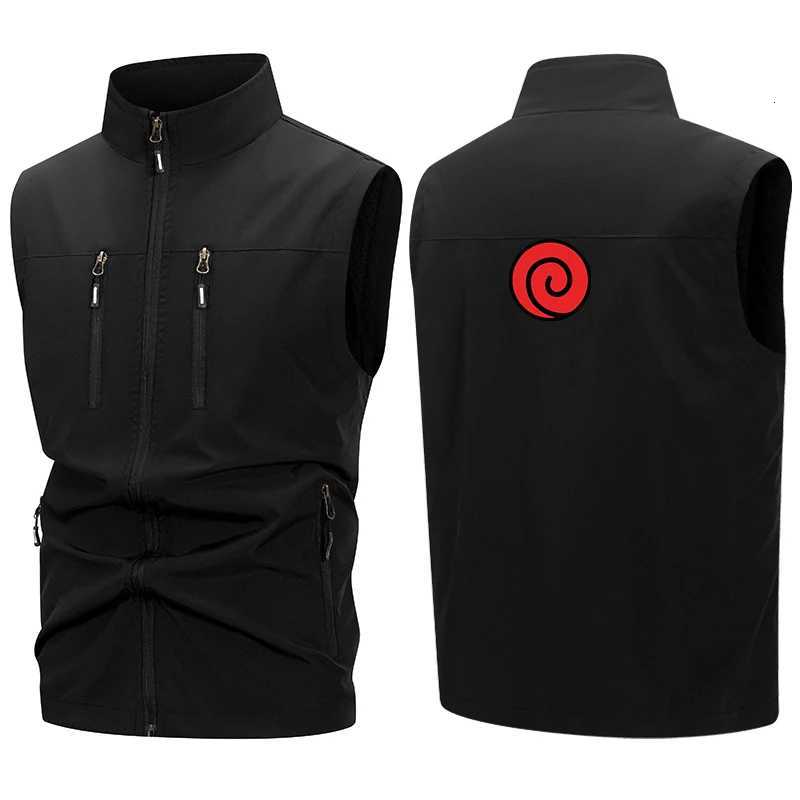 Graphic Print Softshell Vest Jacket for Men Windproof Sleeveless Outwear with Zipper Pockets Outdoor Hiking Golf Windbreaker W251029