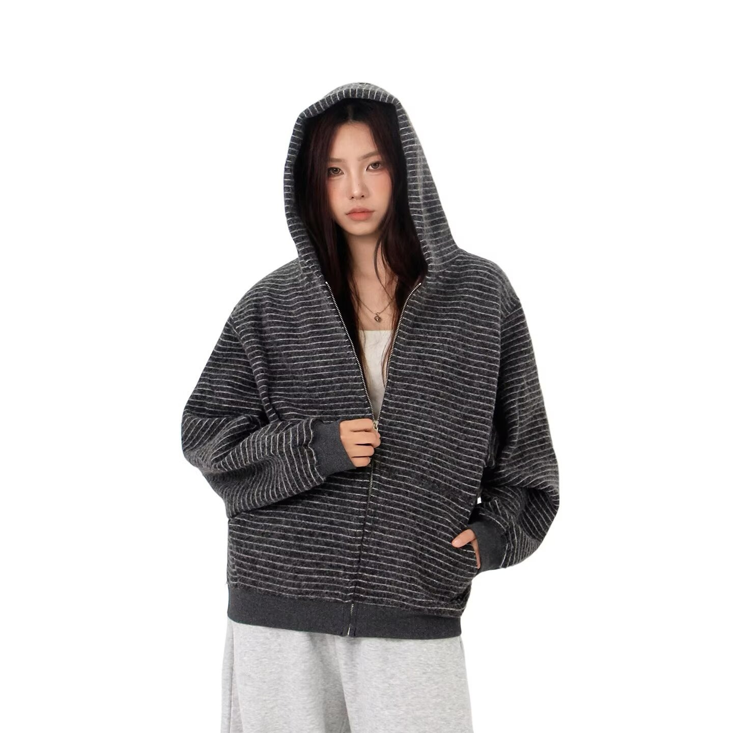 New casual high-quality striped sportswear with Ins minimalist and elegant design, fashionable and versatile, Harajuku Art