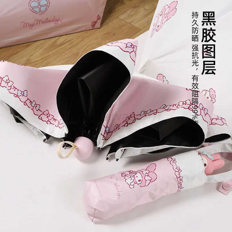 Sanrio New Sanrio Umbrella My Melody Kawaii Kuromi Cartoon Sunshade Umbrella Sun Umbrella Sunscreen AntiUltraviolet Folding Umbrella L251029