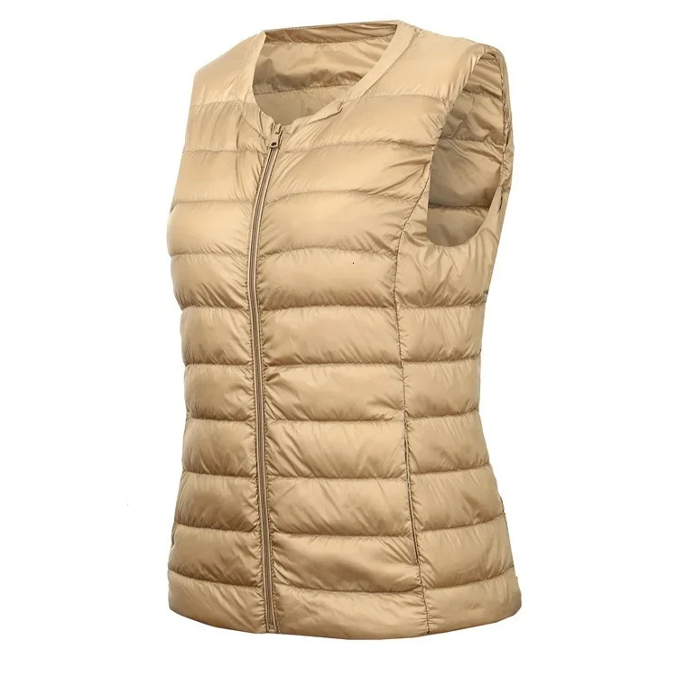 Lightweight White Duck Down Womens Vest Autumn and Winter Collarless Down Tank Top Womens Short Tank Top Plus Size 8XL 251029