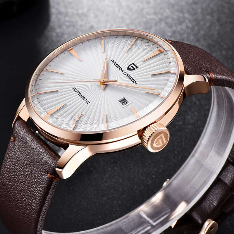 PAGANI DESIGN Novel Mechanical Pin Buckle Spiral Crown Transparent Bottom Men's Wrist Watch PD-2770