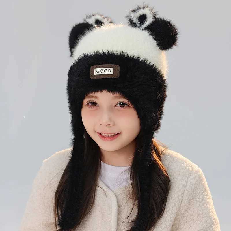 2024 Winter Plush Knit Beanie Hat for Girls Cute Ear Protection Pullover Hats Outdoor Windproof Kids Thickened Warm Cap 310Y251028
