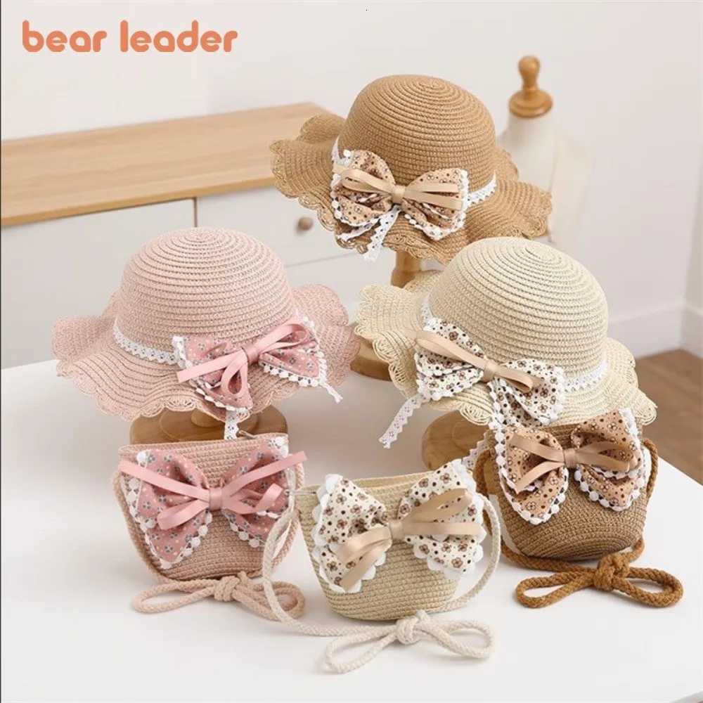 Bear Leader Children Outdoor Girls Sunscreen Princess Sun Hat Bag 2pcs Sets Summer Braided Beach Accessories251028