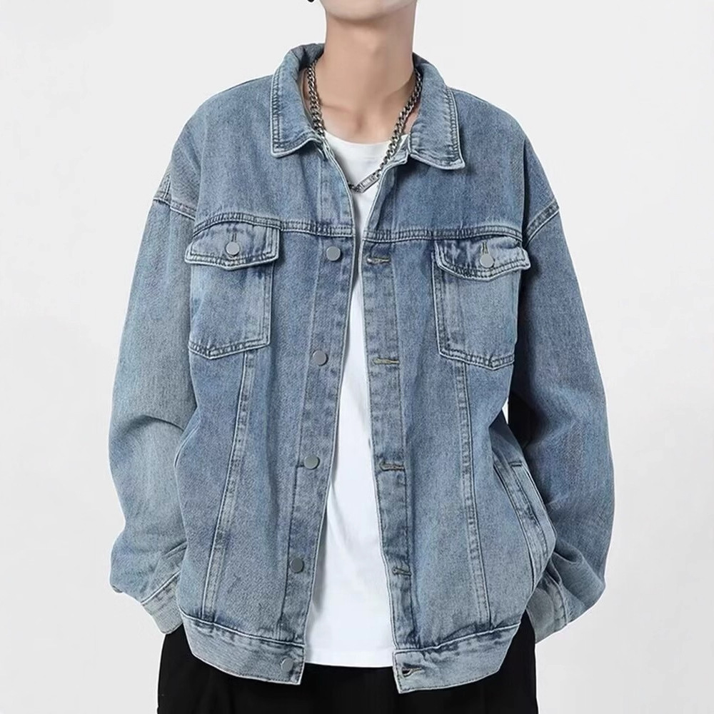 American Style Denim Jacket For Men Designer Jacket Loose Fit Top Cool Trendy Spring Autumn Casual Versatile Workwear Jacket Trendy 2025