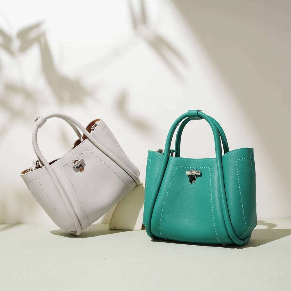 Genuine Leather Bucket New First Layer Cowhide Ing Simple Single-Shoulder Crossbody Bag Fashion Ladies Handbang 251029