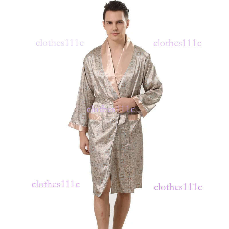 Mens Satin Pamas Pama Pyjamas Long Sleeves Silk Kimono Stripe Sleepwear Robe Bathrobe Night Dressing Gown