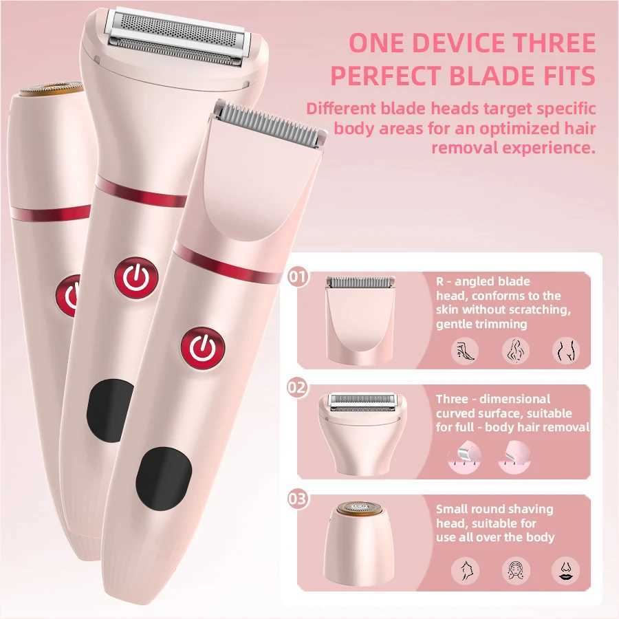 3in1 Hair Removal Shaver Trimmer for Women Men Rechargeable Replaceable Head Full Body Electric RaZOr Portable Epilator J251117