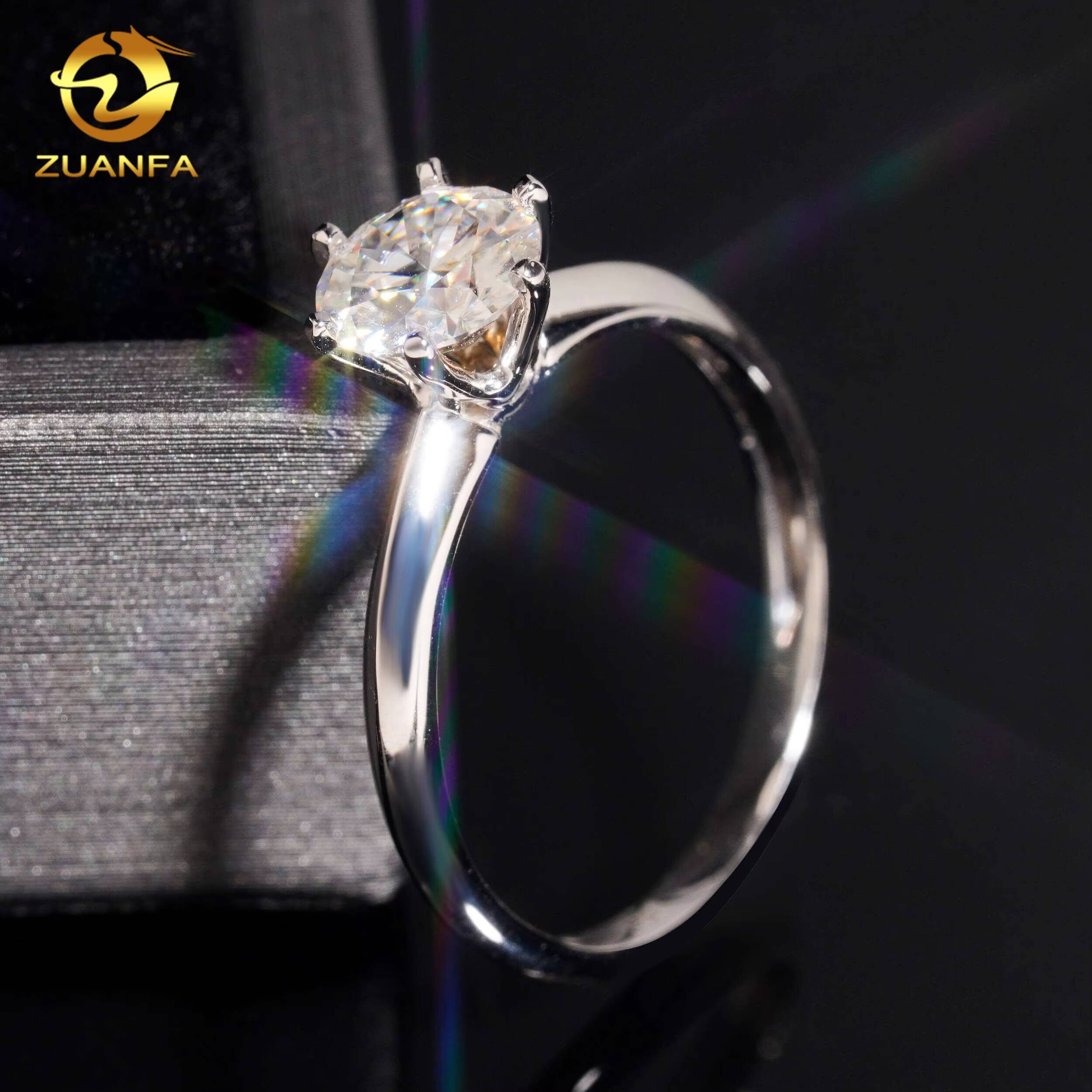Custom Classical 6prongs Brilliant Cut Moissanite Pass Diamond Test 10K 14K 18K RoseYellowWhite Gold Wedding Engagement Ring