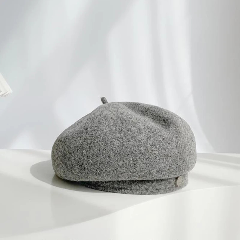 Women French Art Retro Wool Felt Autumn Solid Colors Warm Winter Beanie Hat Beret Cap For Female 251029