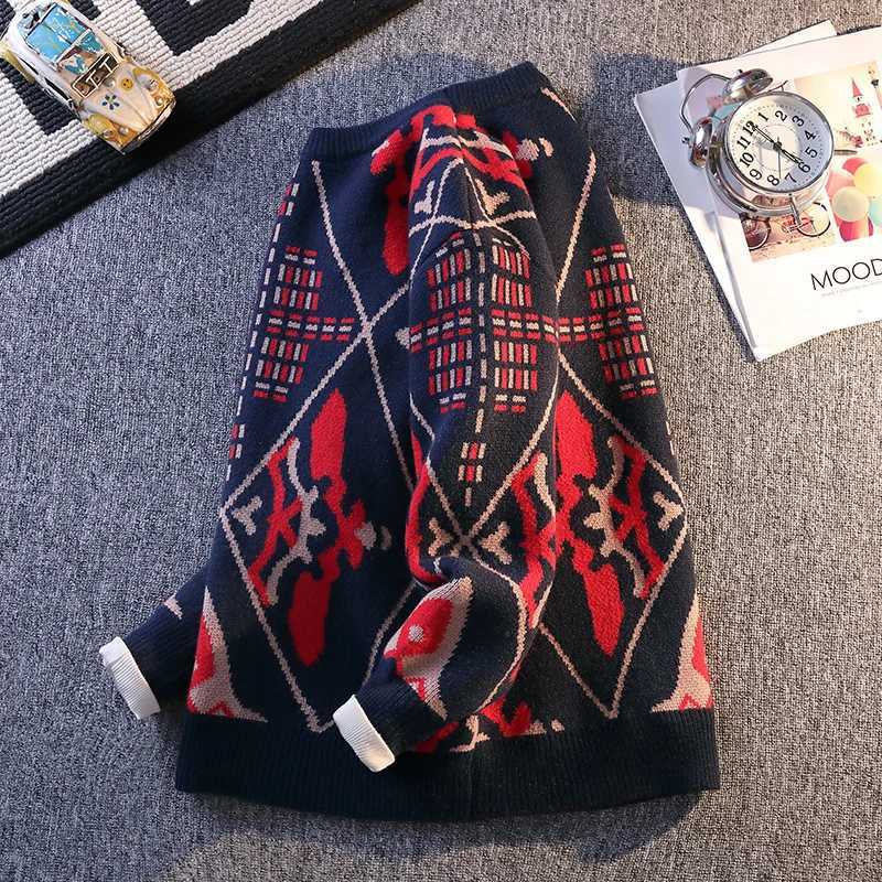 Retro Patterned Highquality Knitted Sweater Brand Fashionable High Street Pullover Autumn Winter Daily Casual Warm Pullover J251029