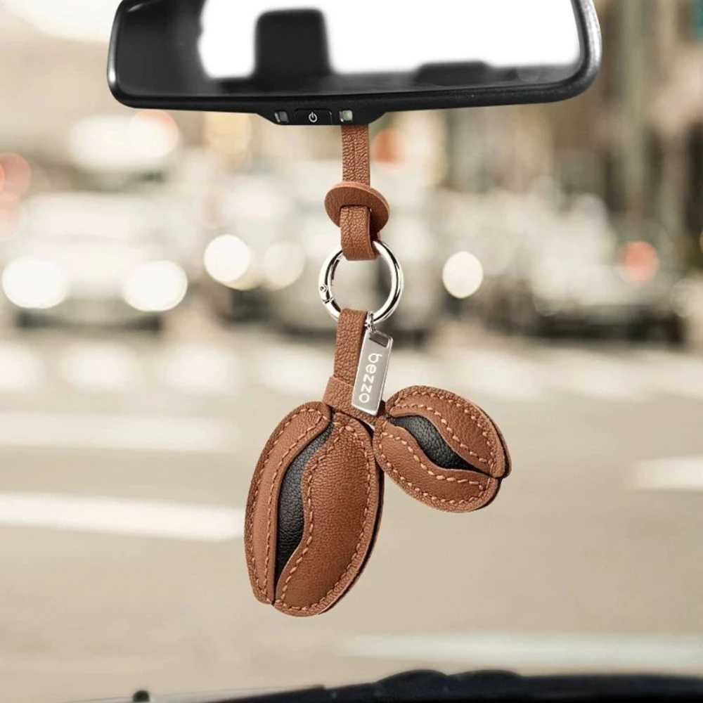 Cowhide Bag Charm Exquisite Coffee Bean String Pendant Keychain Allmatch Cute Backpack Pendant Bags Accessories HandbagW251029